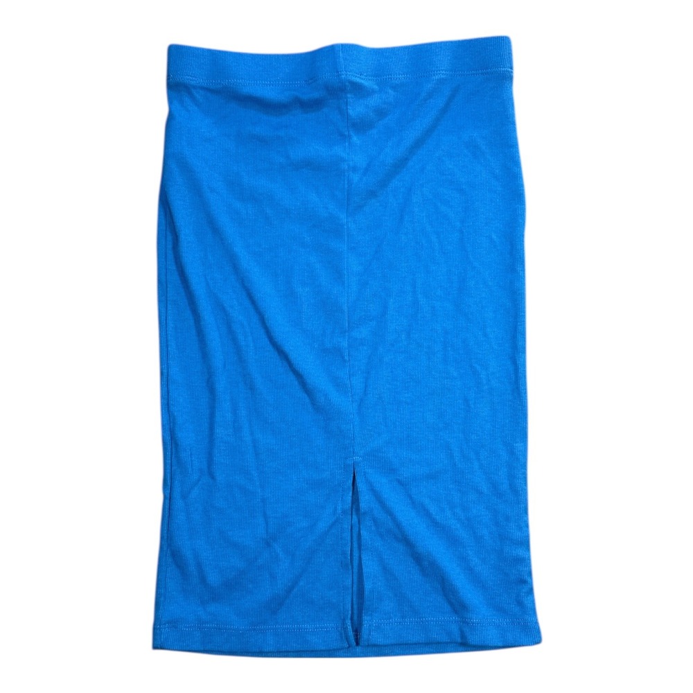 Forever‎ 21 Ribbed Pencil Skirt Bright Blue Midi Slit Size S - Picture 3 of 6